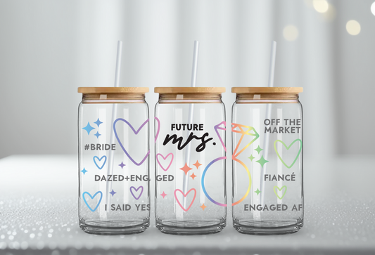 Engaged  "Beer Can" Glass