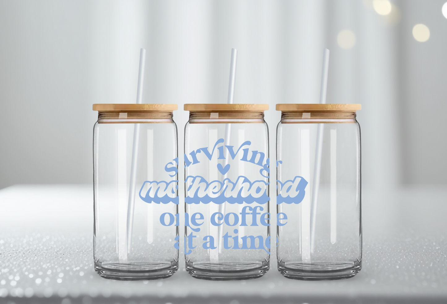 Surviving Motherhood  "Beer Can" Glass